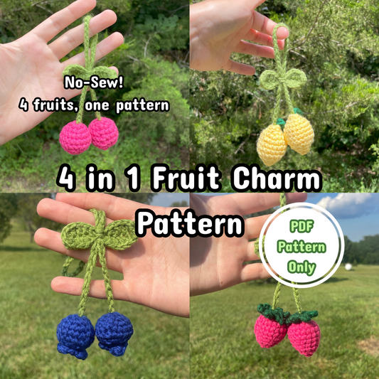 4 in 1 Crochet Fruit Charm Pattern | Easy | No-Sew