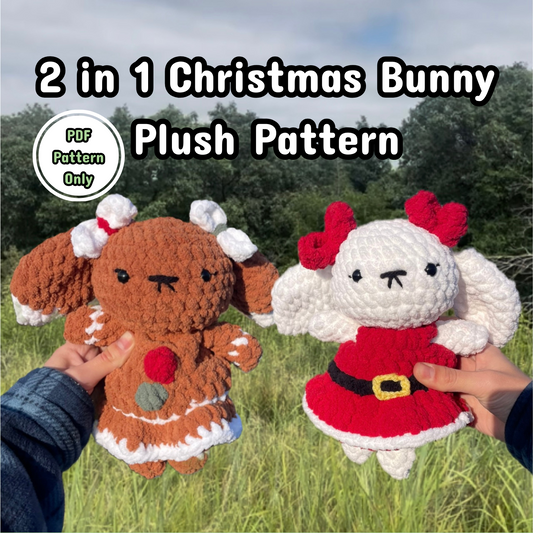 2 in 1 Christmas Bunny Pattern | Gingerbread | Santa | Easy | Cute